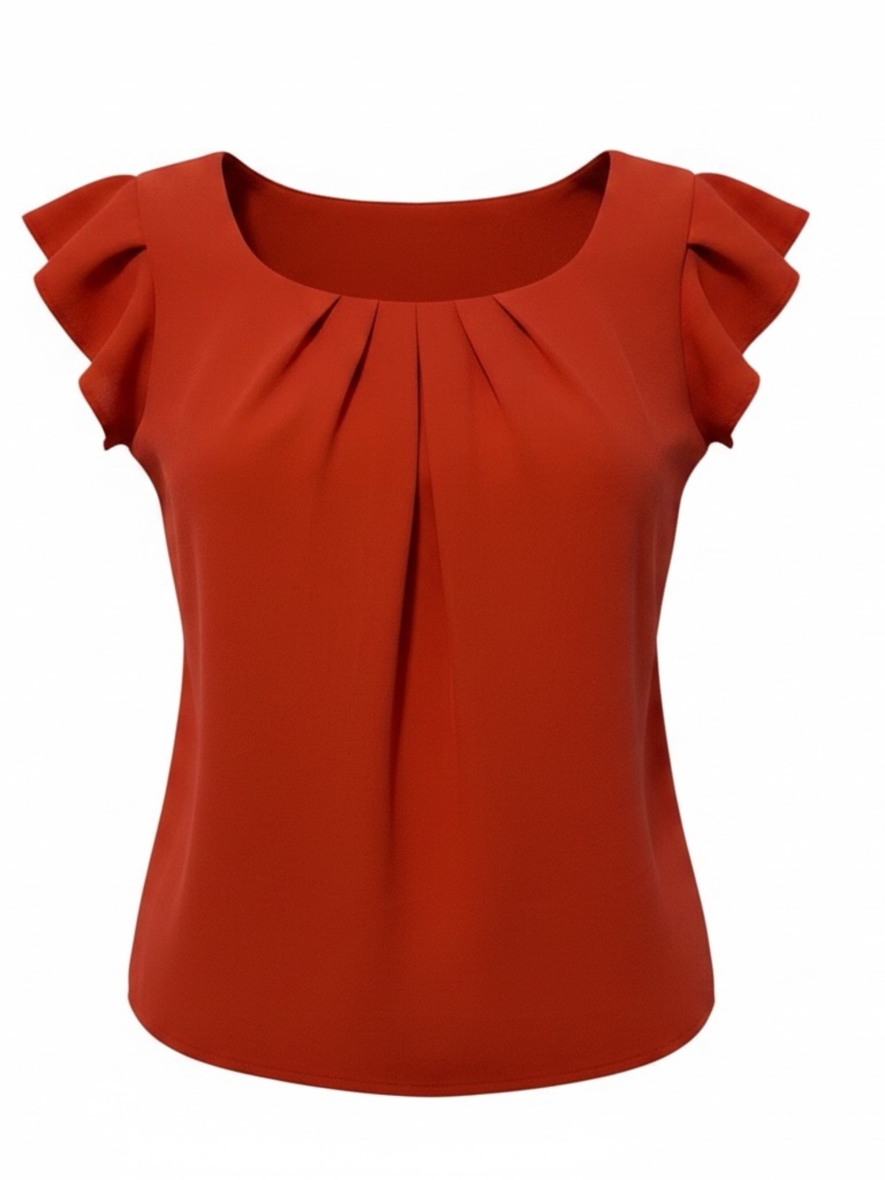 Monteau flowy summer‎ 90 y2k Scoop Flutter Sleeve Ruffle Pleated office Blouse L